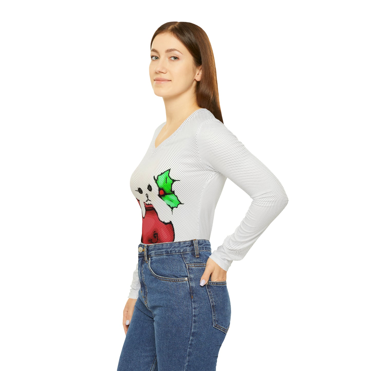 Christmas Womens Long Sleeve V-neck - Shirt