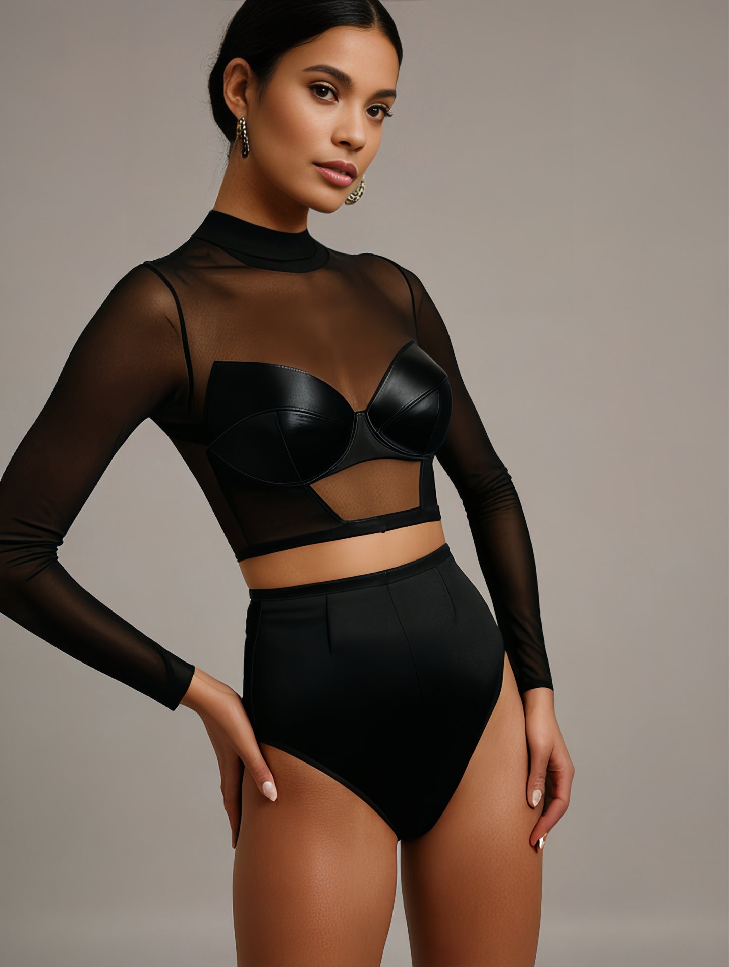 Midnight Feline: Two-piece Swim Set