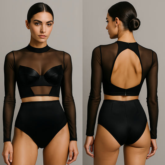 Midnight Feline: Two-piece Swim Set