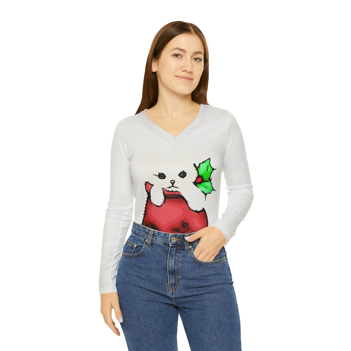 Christmas Womens Long Sleeve V-neck - Shirt