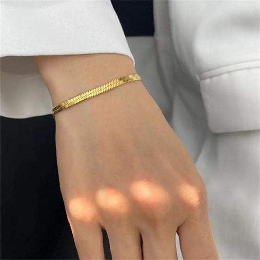 Stainless Steel Snake Chain Bracelet for Women Men Gold Silver Colour Classic Chain Bracelets Jewellery Christmas Gift