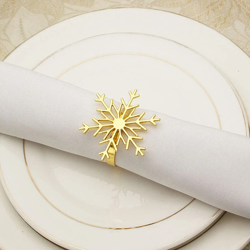 1pcs Christmas Snowflake Shaped Napkin Rings Dinning Table Setting Button Napkin Ring Table Decor