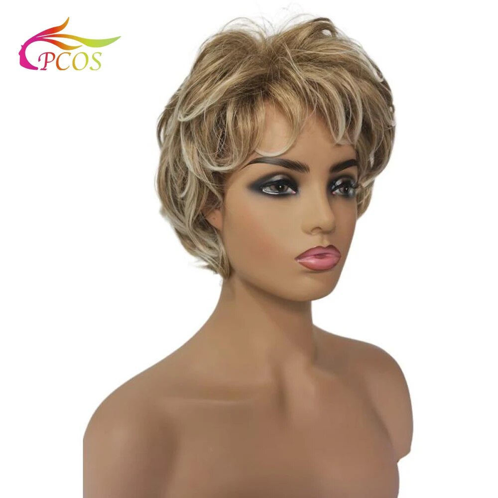 9 inch Short Wave Synthetic Blonde Mixed Wigs for Fashion Lady Hair Fleeciness Realistic wig