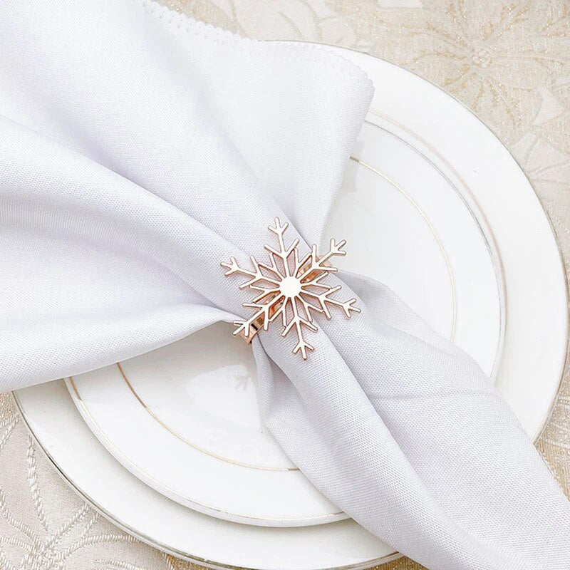 1pcs Christmas Snowflake Shaped Napkin Rings Dinning Table Setting Button Napkin Ring Table Decor