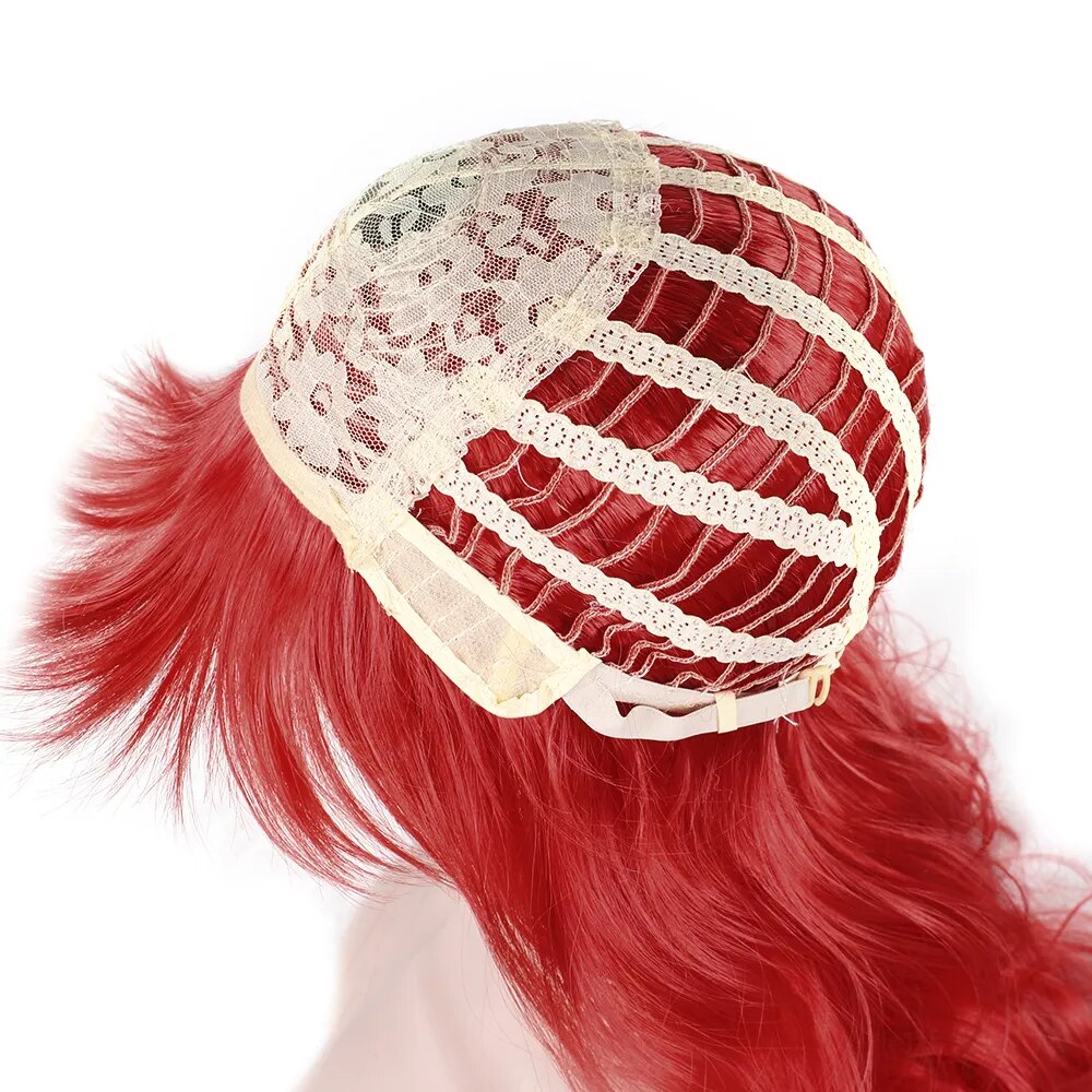 Similler Women Long Synthetic Wig Wavy High Temperature Fiber Hair for Cosplay Red Ombre Wig