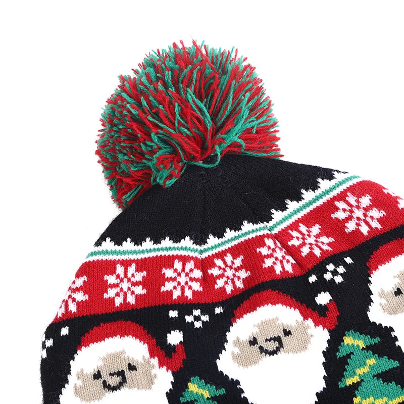 NEW 50 Designs LED Christmas Hats Beanie New Year Knitted Illuminate Warm Hat Christmas Tree Snowman Kids Adults Hat