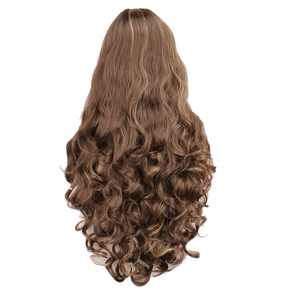 WHIMSICAL W Synthetic Wig Long Curly Wigs For Women Natural Mixed Brown Wigs Heat Resistant Hair