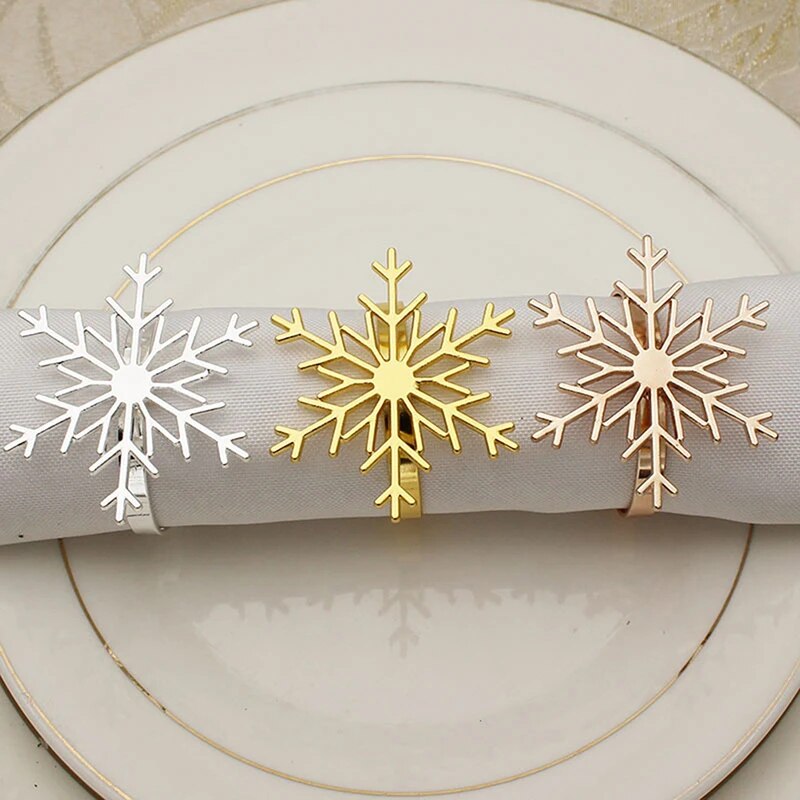 1pcs Christmas Snowflake Shaped Napkin Rings Dinning Table Setting Button Napkin Ring Table Decor