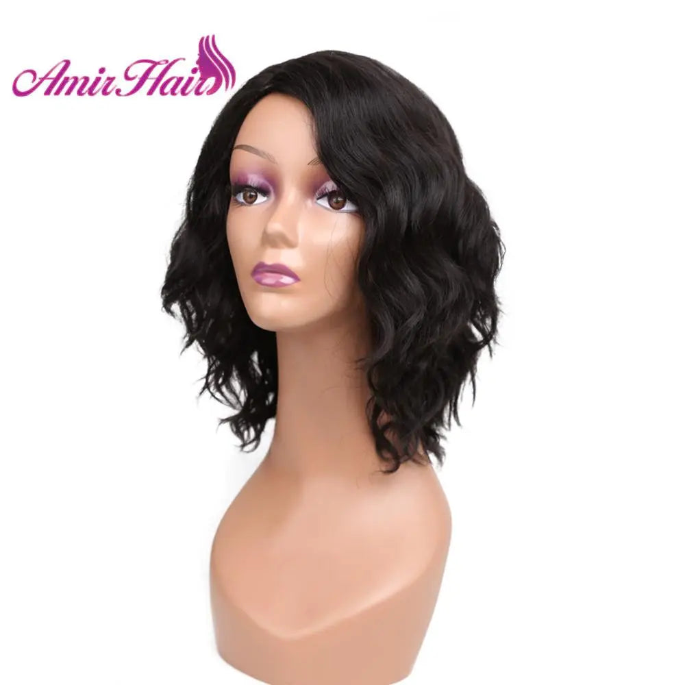 Short Wavy Bob Wig Synthetic Hair Wigs For Women Natual Black Cosplay Wigs Blown and Blonde wig for Party Daily