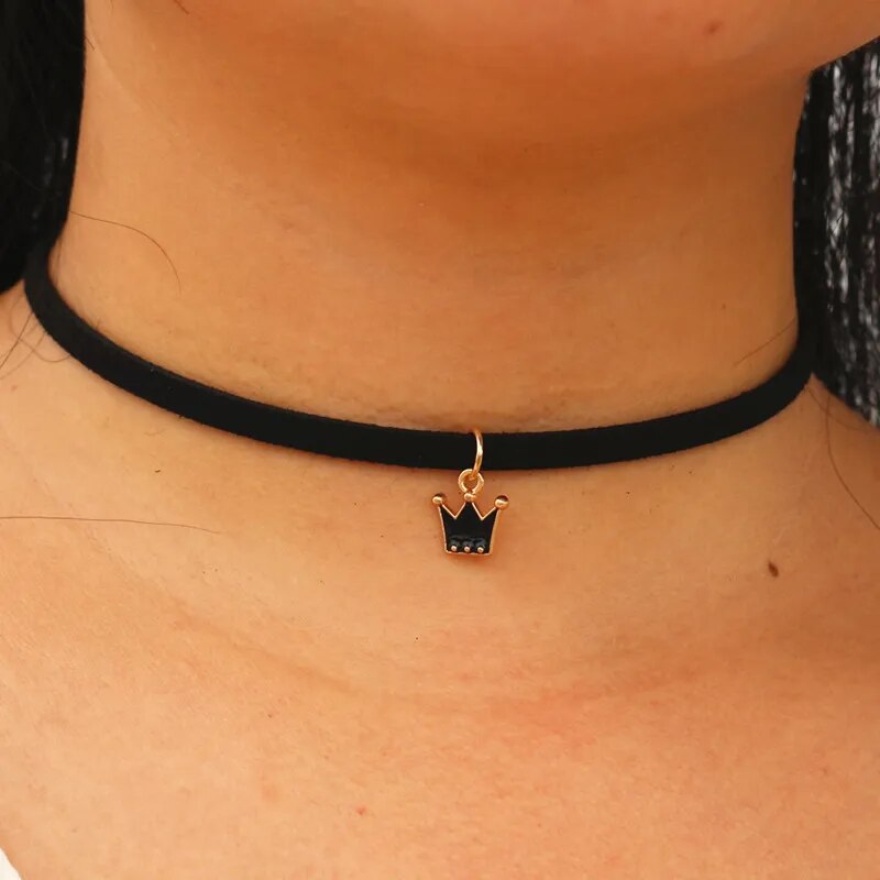 New Choker Necklace Black Velvet Suede Steampunk Torques Jewelry Statement Colar Christmas Gift