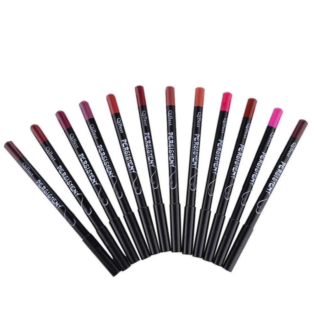 12pcs/set Professional Matte Lip Liner Pencil Set Waterproof Long Lasting Smooth Natural  Lipliner Pen Makeup Cosmetic Tools Kit