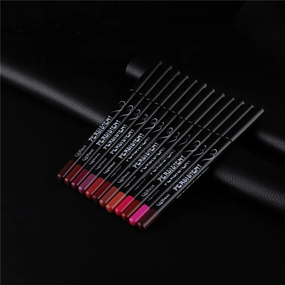 12pcs/set Professional Matte Lip Liner Pencil Set Waterproof Long Lasting Smooth Natural  Lipliner Pen Makeup Cosmetic Tools Kit