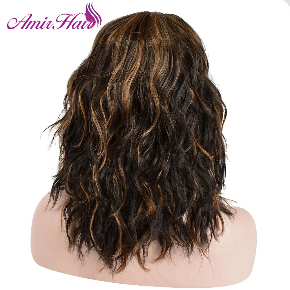 Synthetic Short Curly Wigs Black Bob Wig with Bangs Brown Wig Middle Part Hair Cosplay Wig Female Natural Hair Woman Wigs