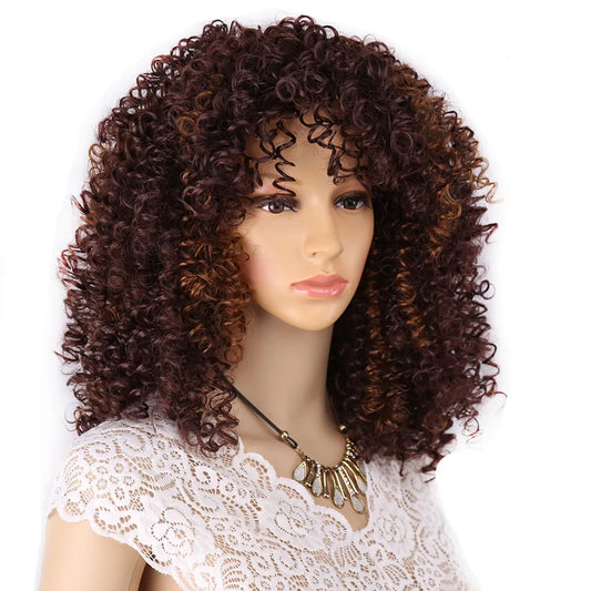 Brown Wig Synthetic Curly wig for Women With Baby Hair Wigs Cosplay Perruque Black Blonde Burgundy wig