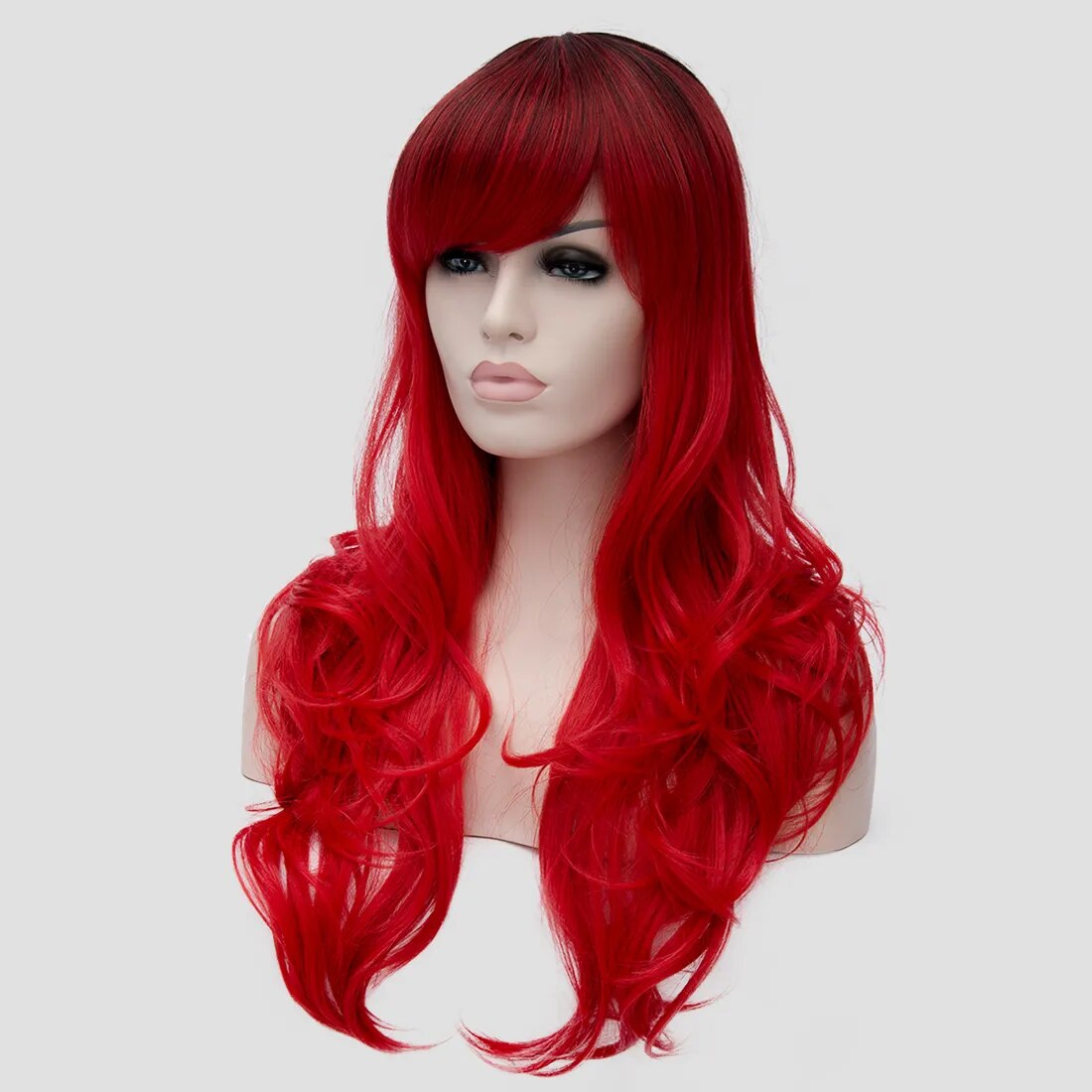 Similler Women Long Synthetic Wig Wavy High Temperature Fiber Hair for Cosplay Red Ombre Wig