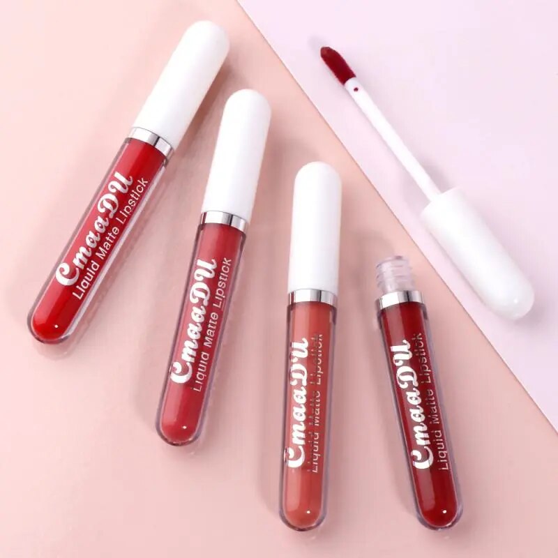 CmaaDu Matte Velvet Lip Gloss Waterproof Long-lasting Lip Glaze Tint Liquid Lipstick Nonstick Cup Makeup Beauty Cosmetics TSLM