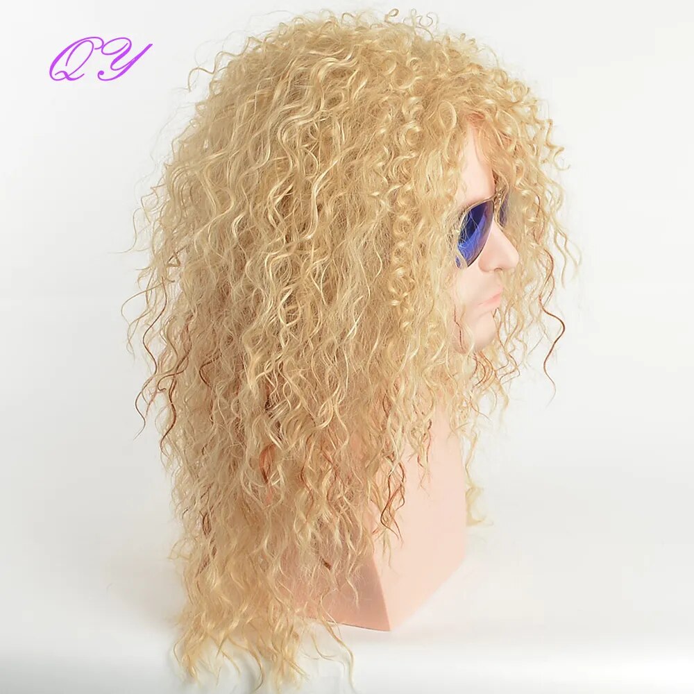 Synthetic Long Blonde Wavy Water Ripple Hair Wigs For Men Curly Natural Wig Adjustable Size Suitable for Daily Wear Man Hair Wig