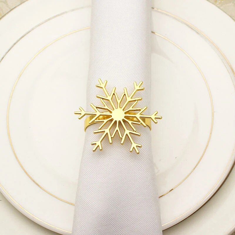 1pcs Christmas Snowflake Shaped Napkin Rings Dinning Table Setting Button Napkin Ring Table Decor