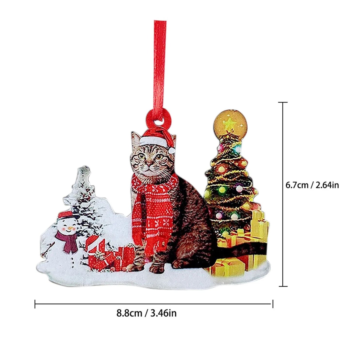 Hand-Painting Wooden Christmas Cat Cute Hanging Hat Dog Xmas Tree Pendants Ornaments Kids Gift DIY Wood Crafts Christmas Decor