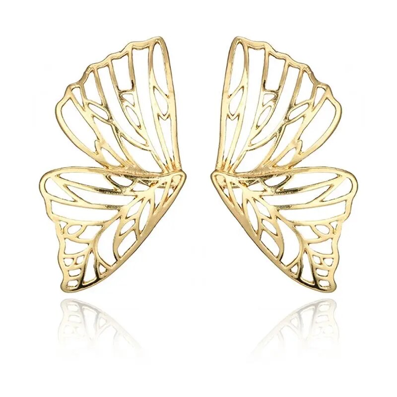 Hot Sale Hollow Big Butterfly Stud Earring for Women Metal Angel Wing Pendant Ear Statement Jewelry Party Christmas Gift