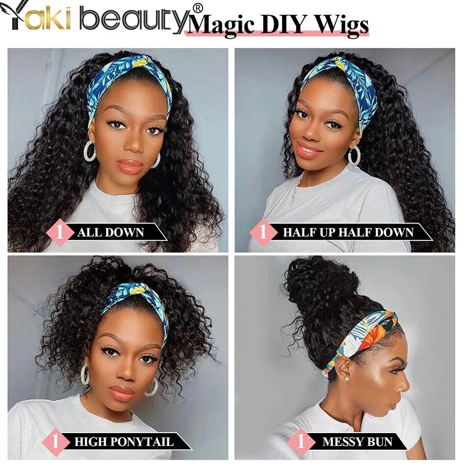 28Inch Long Afro Kinky Curly Headband Wigs Synthetic Ice Headband Wig For Black Women Ombre Curly Wave Wig Organic Fiber Hair