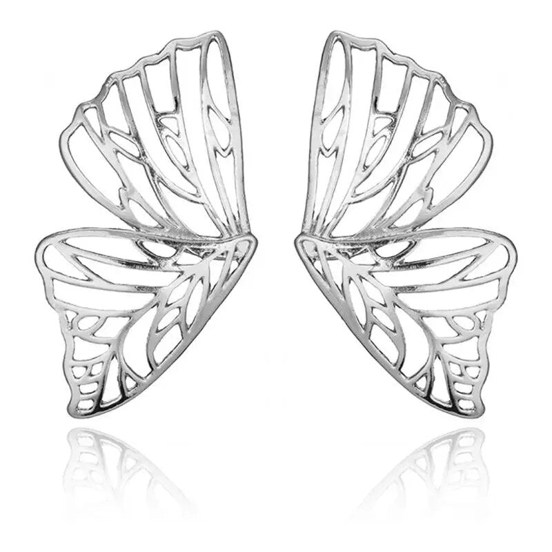 Hot Sale Hollow Big Butterfly Stud Earring for Women Metal Angel Wing Pendant Ear Statement Jewelry Party Christmas Gift