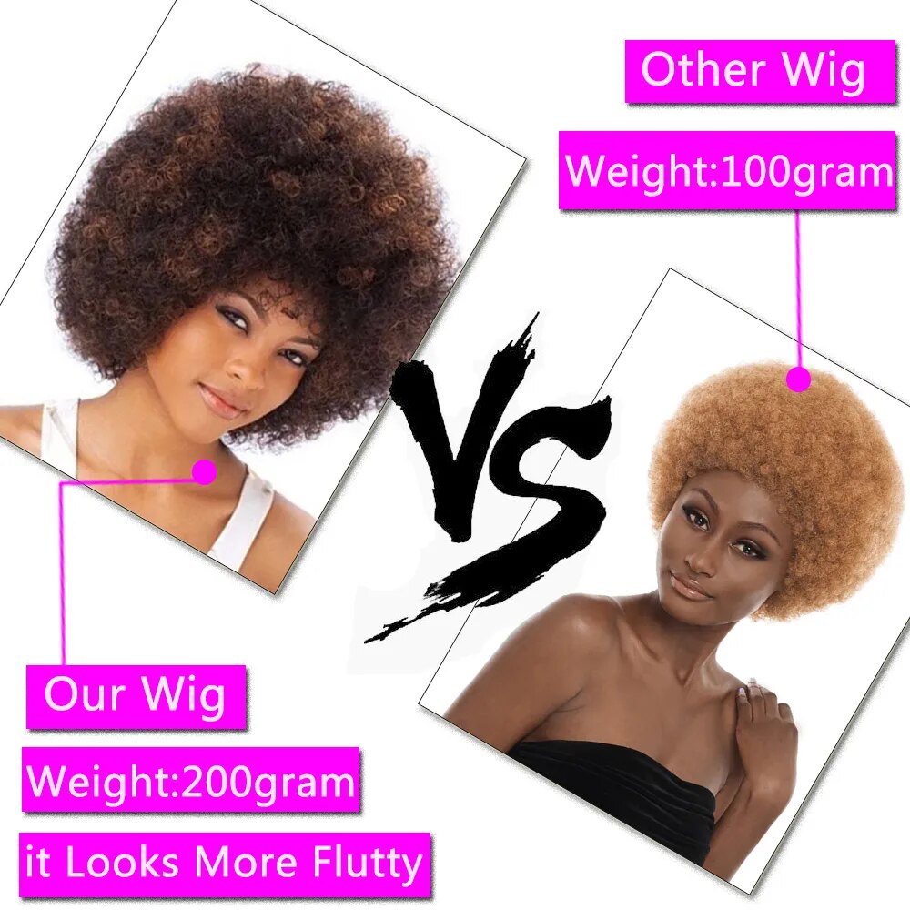 Afro Wig Short Fluffy Hair Wigs For Black Women Kinky Curly Synthetic Hair For Party Dance Cosplay Wigs with Bangs