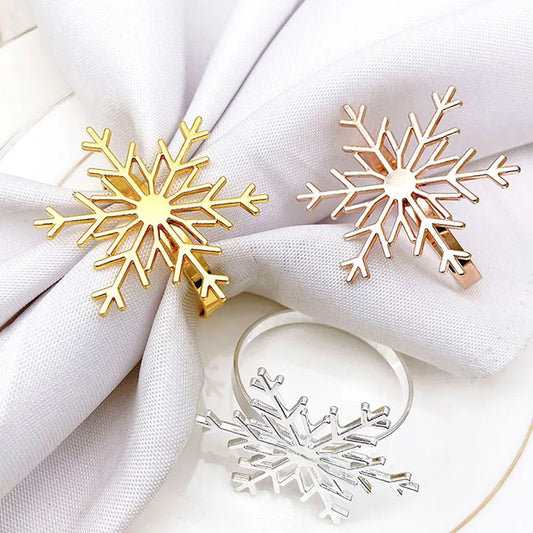 1pcs Christmas Snowflake Shaped Napkin Rings Dinning Table Setting Button Napkin Ring Table Decor