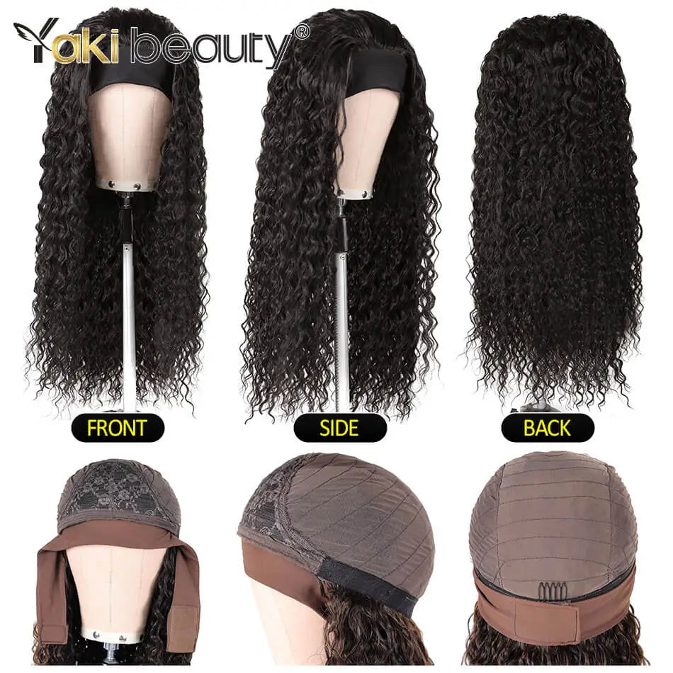 28Inch Long Afro Kinky Curly Headband Wigs Synthetic Ice Headband Wig For Black Women Ombre Curly Wave Wig Organic Fiber Hair