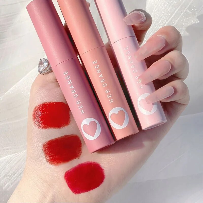 LEKGAVD Love Heart Velvet Lip Glaze Set Moisturize LipGloss Waterproof Long-Lasting Liquid Lipstick Nude Lip Tint Women Cosmetic