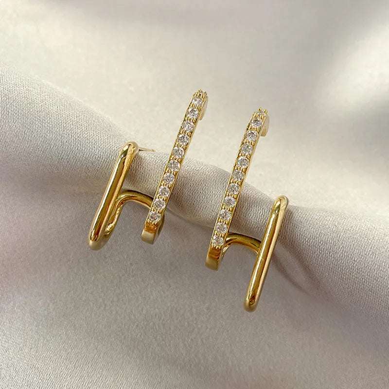 (New) Bright Crystal Luxury Korean Unusual Claw Stud Earrings Ear Piercing Hook Irregular Pearl Christmas Jewellery Gift