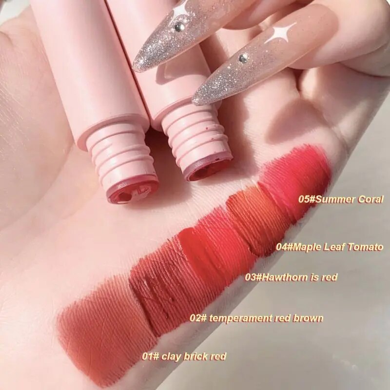 5pcs/set Cute Lip Gloss Gift Box Moisturizing Color Long Lasting Lip Glaze Non-stick Liquid Lipstick Set Waterproof Cosmetics