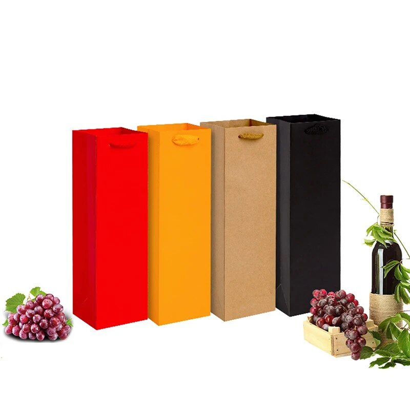 Wine Tote Bag Universal Red Wine Packing Paper Bags Festival Favor Paper Bags Party Gift Bottle Christmas Gift Carrier Custom